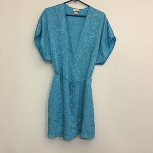 Intimate Moods Vintage Blue Paisley Pullover Night Shirt Medium with Robe
